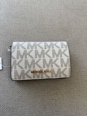Michael Kors Beige Logo Wallet with Gold Hardware